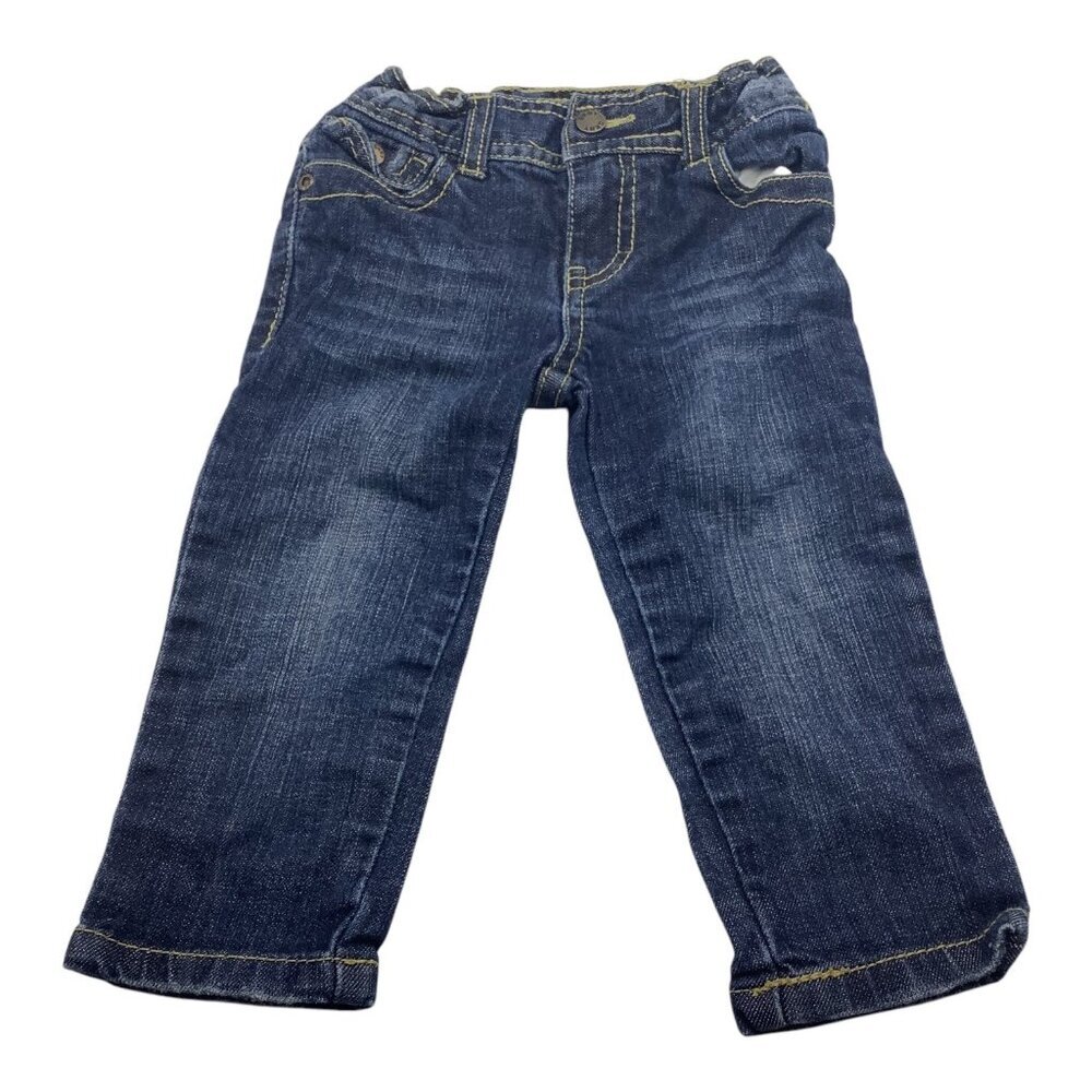 DKNY Blue Denim Jeans‎ Baby Girl Size 18M Adjustable Waist Cotton Blend